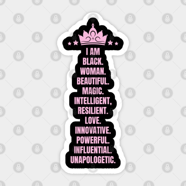 I Am A Powerful Black Woman | African American | Black Queen Sticker by UrbanLifeApparel